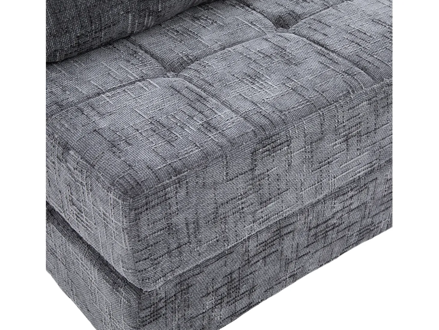 Sofá convertible con cojines lumbares y reposacabezas, chenilla gris - para salón y dormitorio