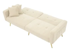 Sofá convertible con respaldo regulable - 2 plazas - Tejido de rizo francés - Beige