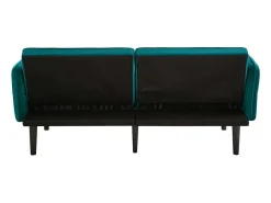 Sofá convertible de 2 plazas en terciopelo azul turquesa, respaldo y reposabrazos regulables, para salón u oficina