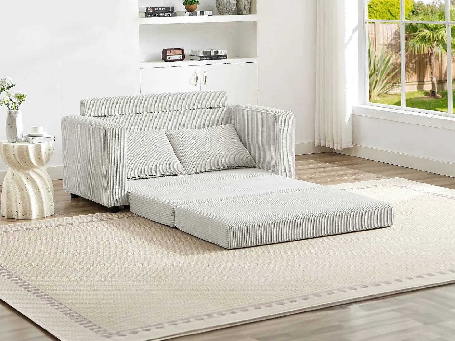 Sofá convertible de 2 plazas MIRTO en pana beige