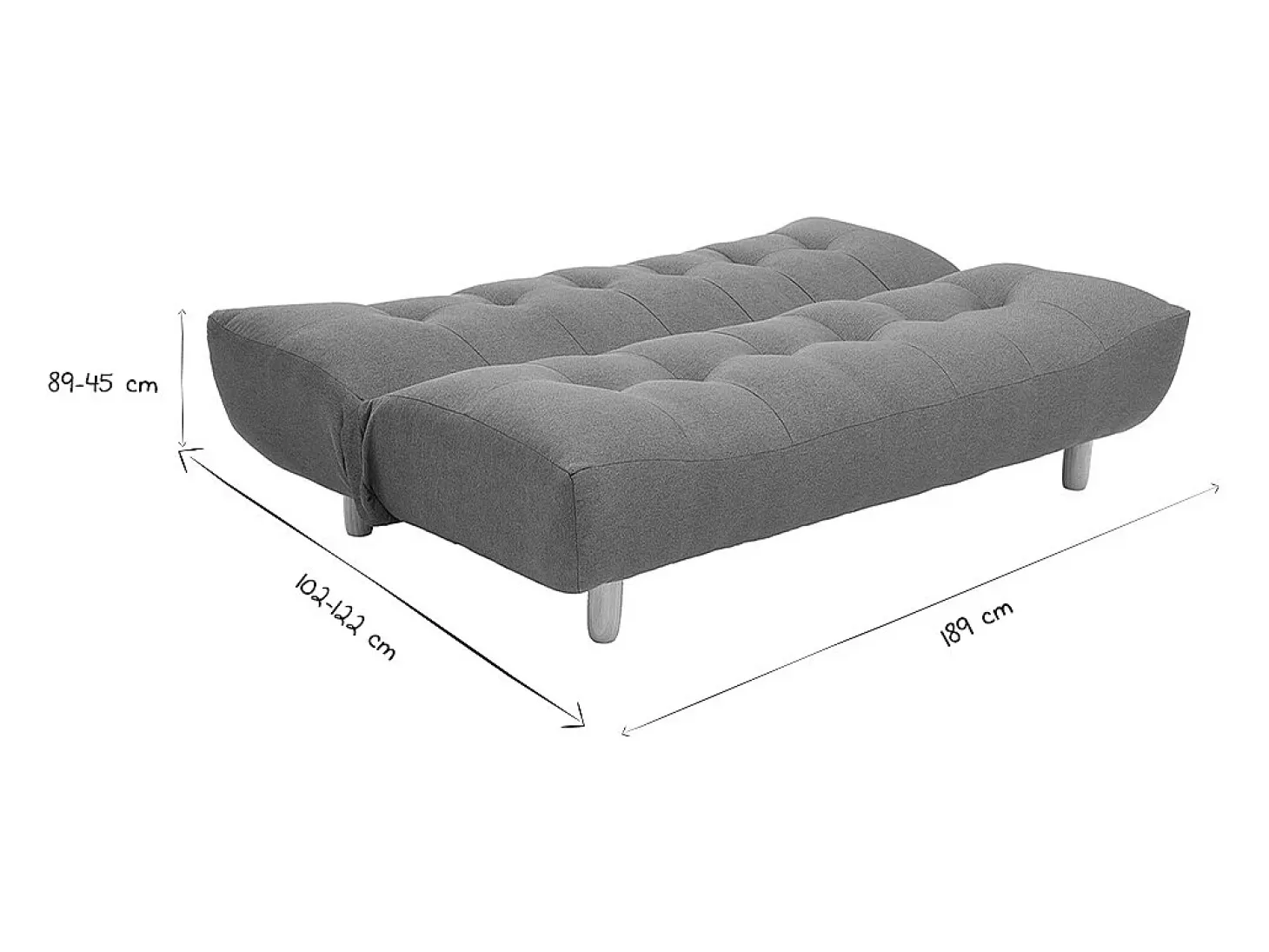 Sofá convertible diseño escandinavo gris y roble YUMI