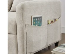 Sofá convertible doble 114 x 77 x 82.5 cm - respaldo ajustable en tres niveles - tejido de algodón y lino - beige
