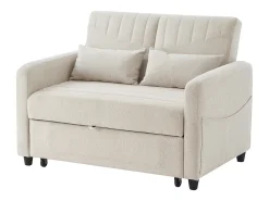 Sofá convertible doble 114 x 77 x 82.5 cm - respaldo ajustable en tres niveles - tejido de algodón y lino - beige
