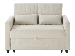 Sofá convertible doble 114 x 77 x 82.5 cm - respaldo ajustable en tres niveles - tejido de algodón y lino - beige