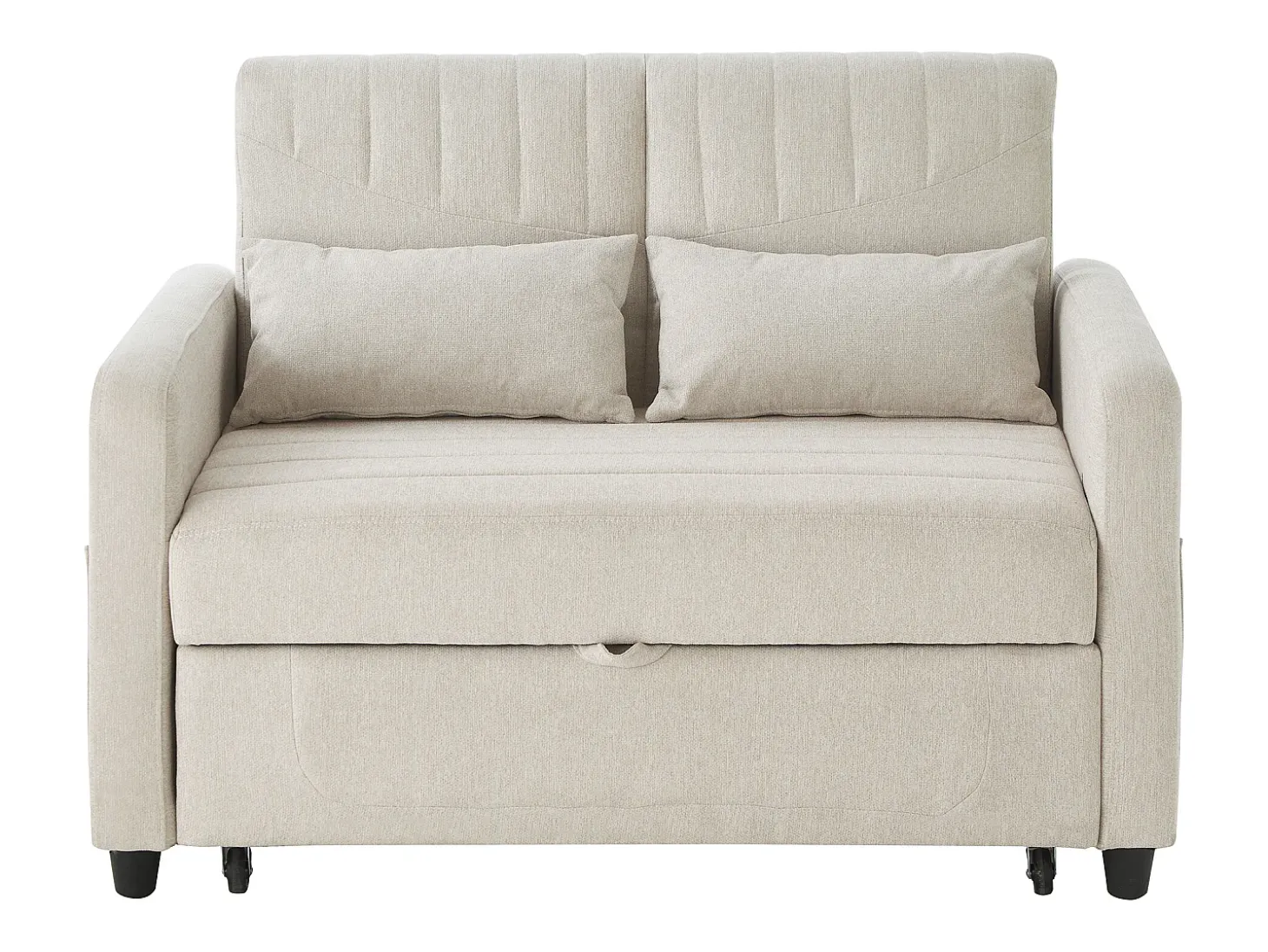 Sofá convertible doble 114 x 77 x 82.5 cm - respaldo ajustable en tres niveles - tejido de algodón y lino - beige