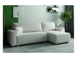 Sofá convertible esquinero 4 plazas de pana beige COSY