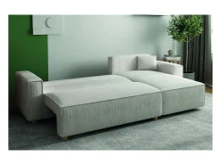 Sofá convertible esquinero 4 plazas de pana beige COSY