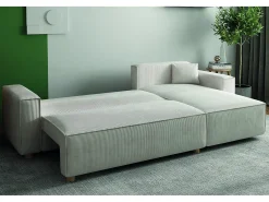 Sofá convertible esquinero 4 plazas de pana beige COSY