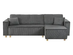 Sofá convertible esquinero 4 plazas de pana gris COSY