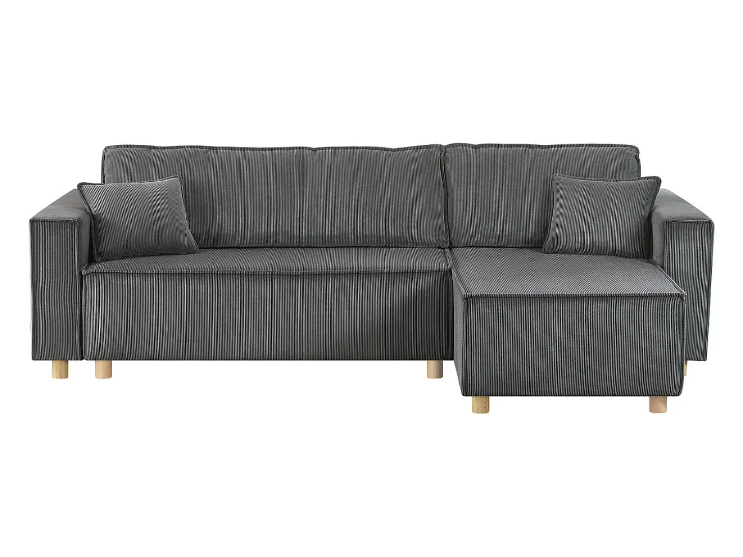 Sofá convertible esquinero 4 plazas de pana gris COSY