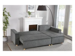 Sofá convertible esquinero 4 plazas de pana gris COSY