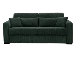 Sofá convertible Express MONDOVI en pana verde, superficie de descanso de 160 cm, colchón de 16 cm