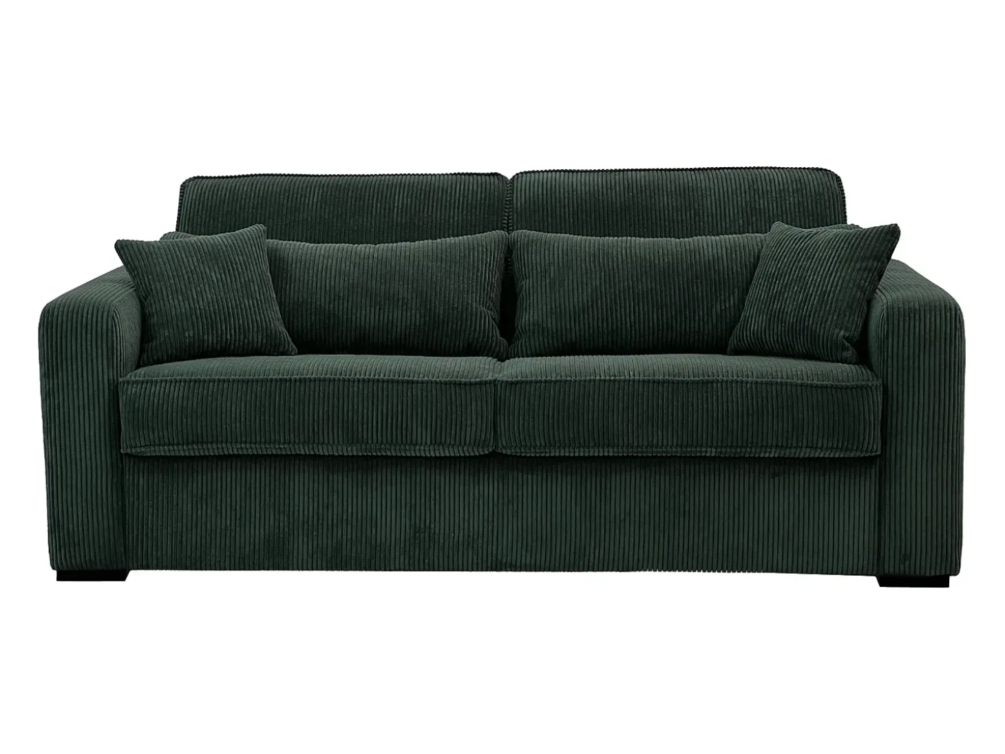 Sofá convertible Express MONDOVI en pana verde, superficie de descanso de 160 cm, colchón de 16 cm