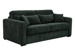 Sofá convertible Express MONDOVI en pana verde, superficie de descanso de 160 cm, colchón de 16 cm
