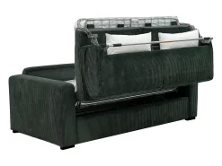 Sofá convertible Express MONDOVI en pana verde, superficie de descanso de 160 cm, colchón de 16 cm