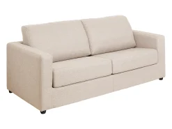Sofá convertible exprés en tela beige de descanso 140 cm colchón 14 cm DONETO