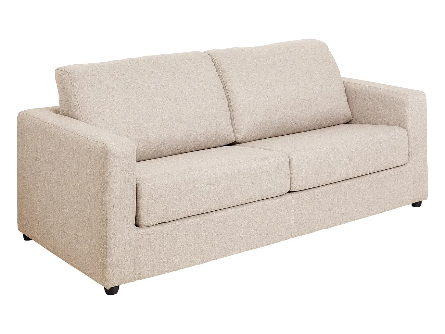 Sofá convertible exprés en tela beige de descanso 140 cm colchón 14 cm DONETO