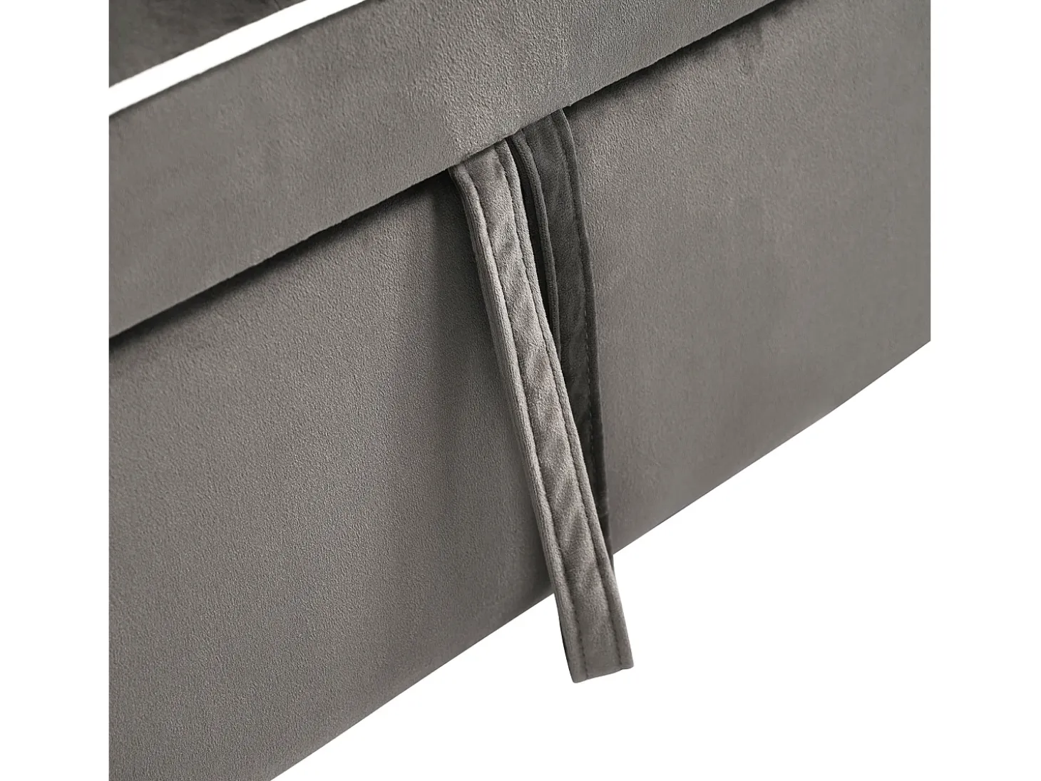 Sofá convertible individual de terciopelo gris oscuro con soporte para teléfono y portavasos, ideal para salón y dormitorio