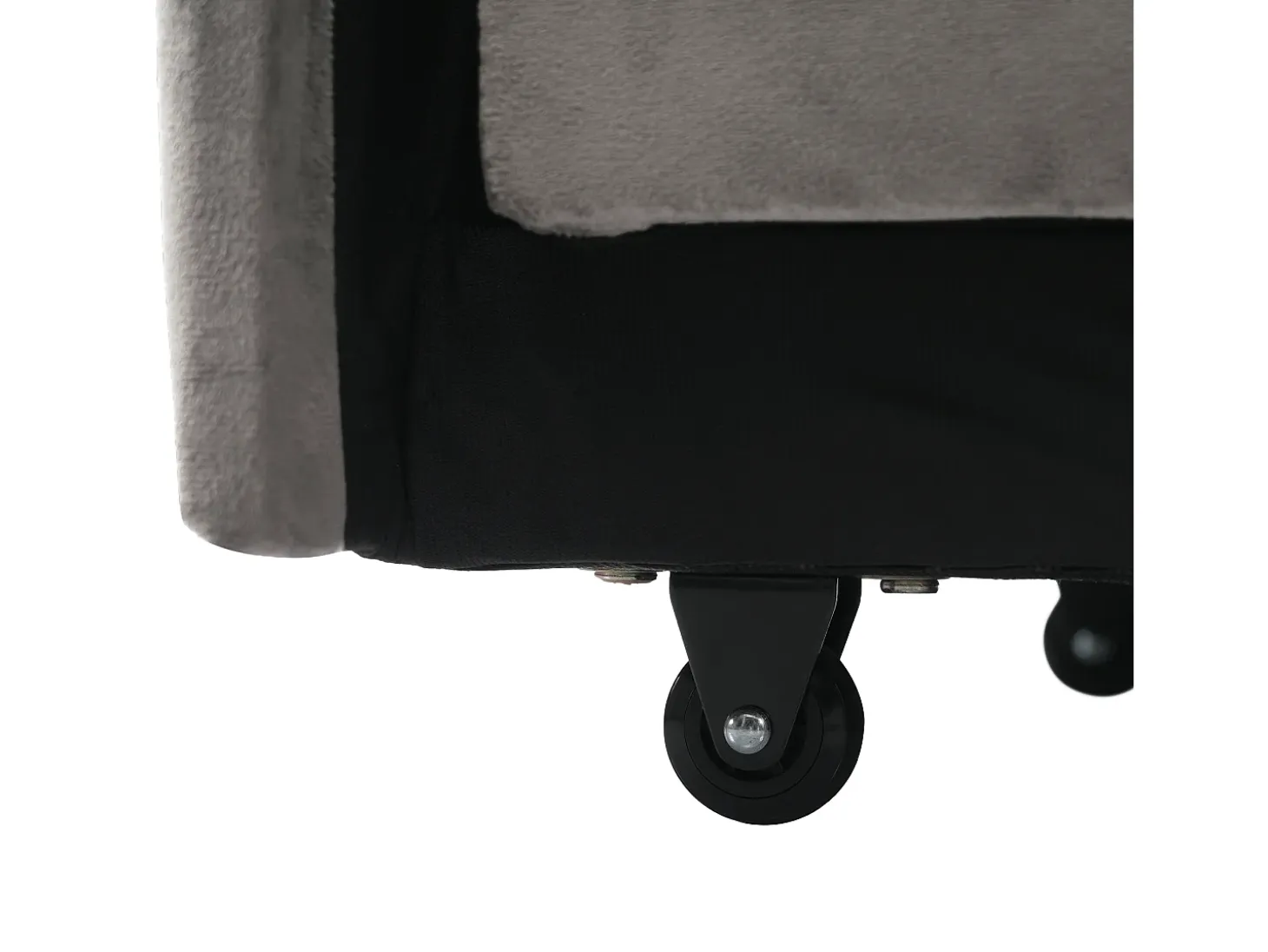 Sofá convertible individual de terciopelo gris oscuro con soporte para teléfono y portavasos, ideal para salón y dormitorio