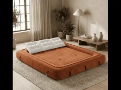Sofá convertible Okoa 2 plazas - naranja blanco