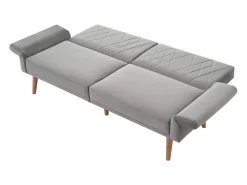 Sofá convertible recto de 2 plazas en terciopelo gris claro, 2 cojines incluidos - 180x75x82cm
