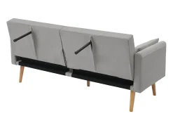 Sofá convertible recto de 2 plazas en terciopelo gris claro, 2 cojines incluidos - 180x75x82cm
