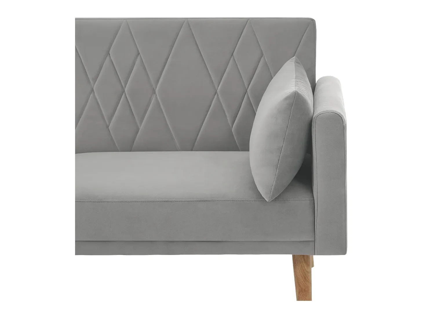 Sofá convertible recto de 2 plazas en terciopelo gris claro, 2 cojines incluidos - 180x75x82cm