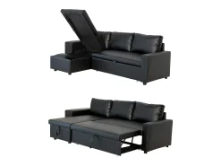 Sofá convertible TONY 3 plazas negro