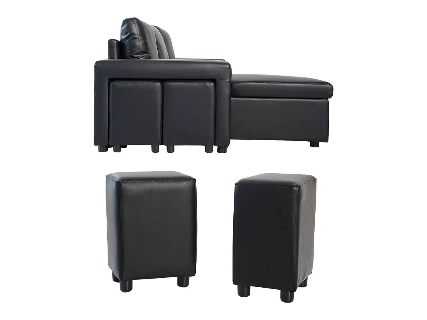 Sofá convertible TONY 3 plazas negro