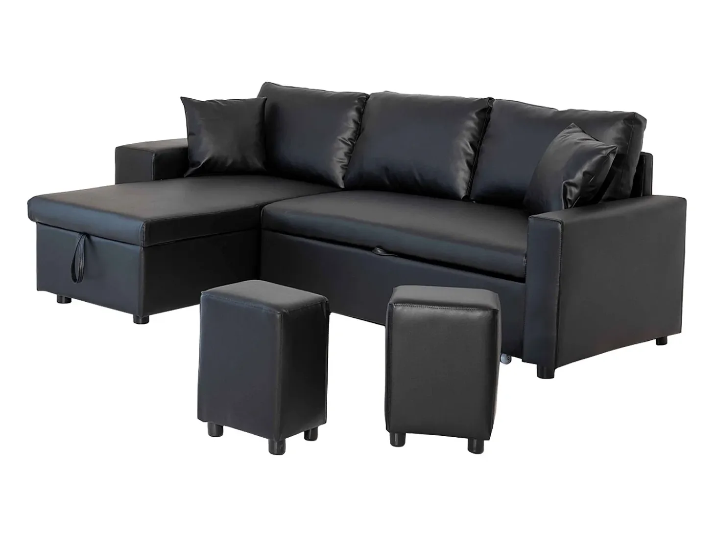 Sofá convertible TONY 3 plazas negro