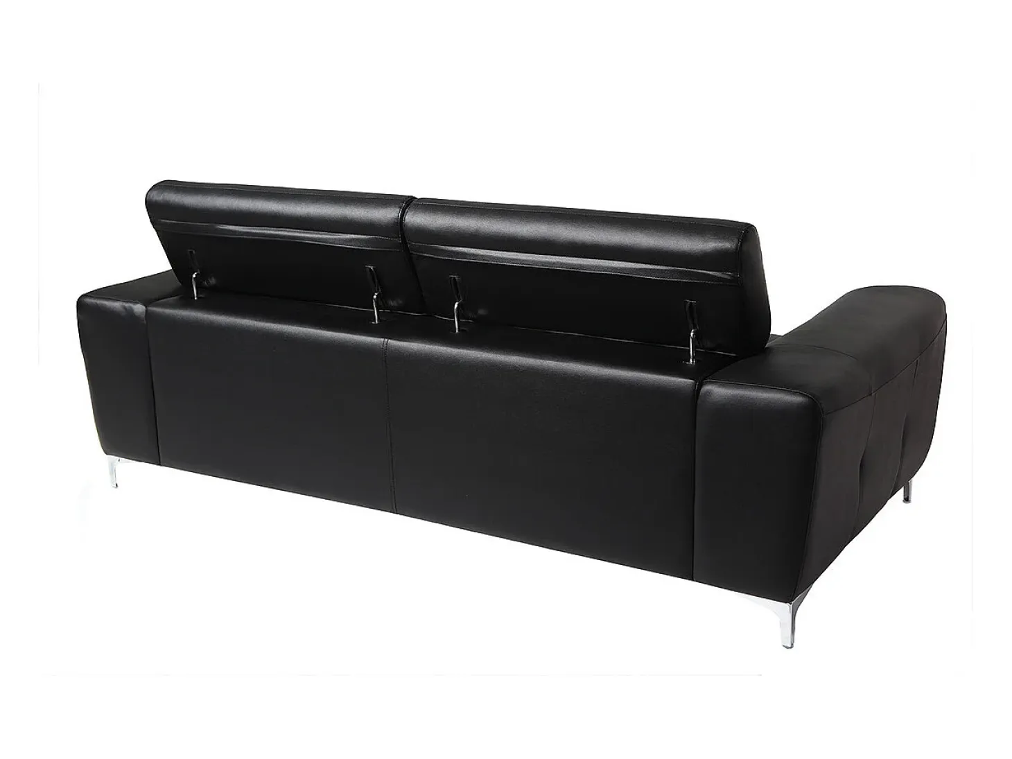 Sofá cuero de búfalo diseño tres plazas con cabeceros relax negro NEVADA