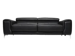 Sofá cuero de búfalo diseño tres plazas con cabeceros relax negro NEVADA