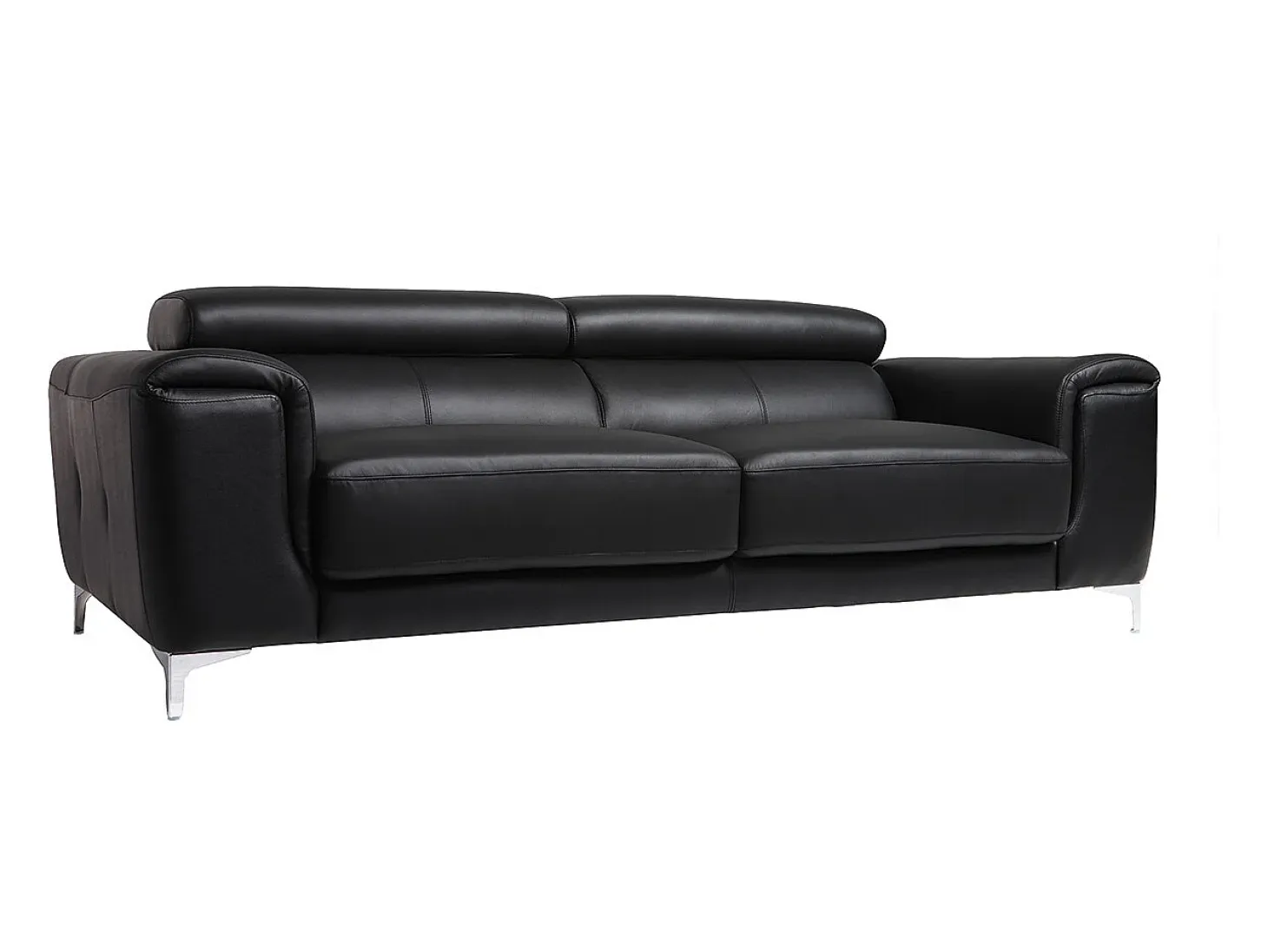 Sofá cuero de búfalo diseño tres plazas con cabeceros relax negro NEVADA