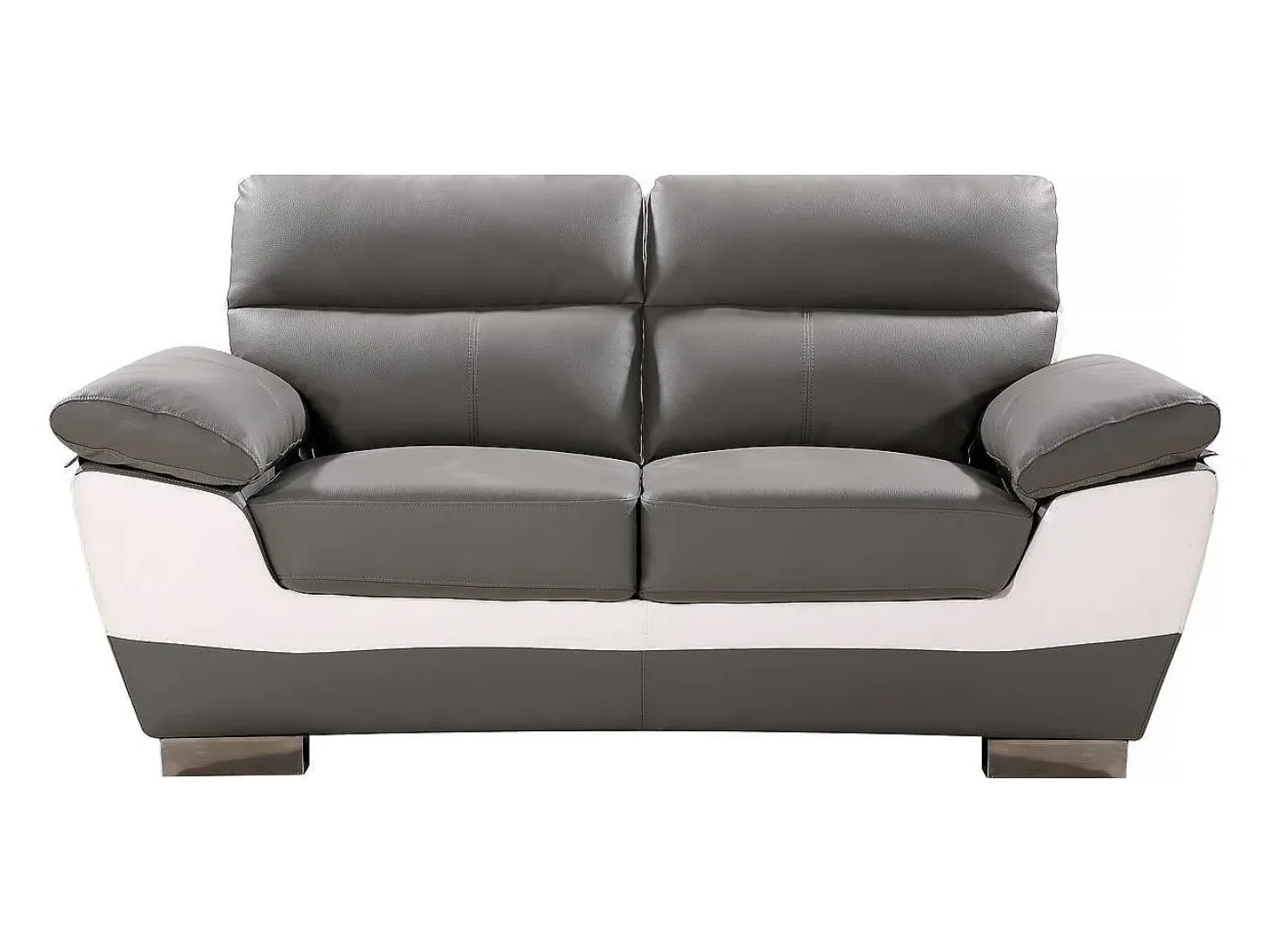 Sofá cuero reconstituido / PVC Dallas - 2 plazas Gris/Blanco