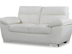 Sofá cuero reconstituido/PVC "Dallas" - 2 plazas - Blanco
