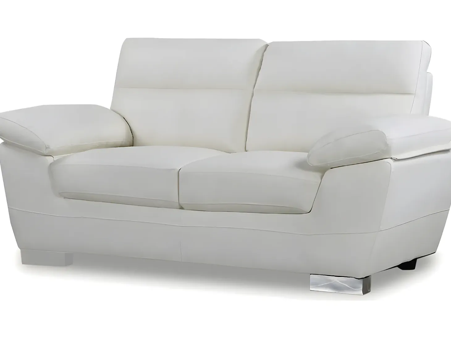 Sofá cuero reconstituido/PVC "Dallas" - 2 plazas - Blanco