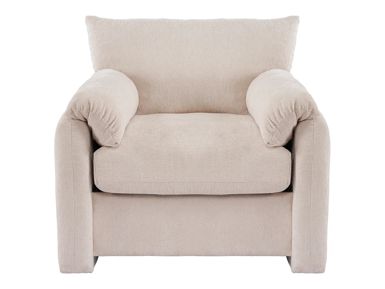 Sofá de 1 plaza con reposabrazos suaves, tela de chenilla beige - para sala de estar, dormitorio o rincón de lectura