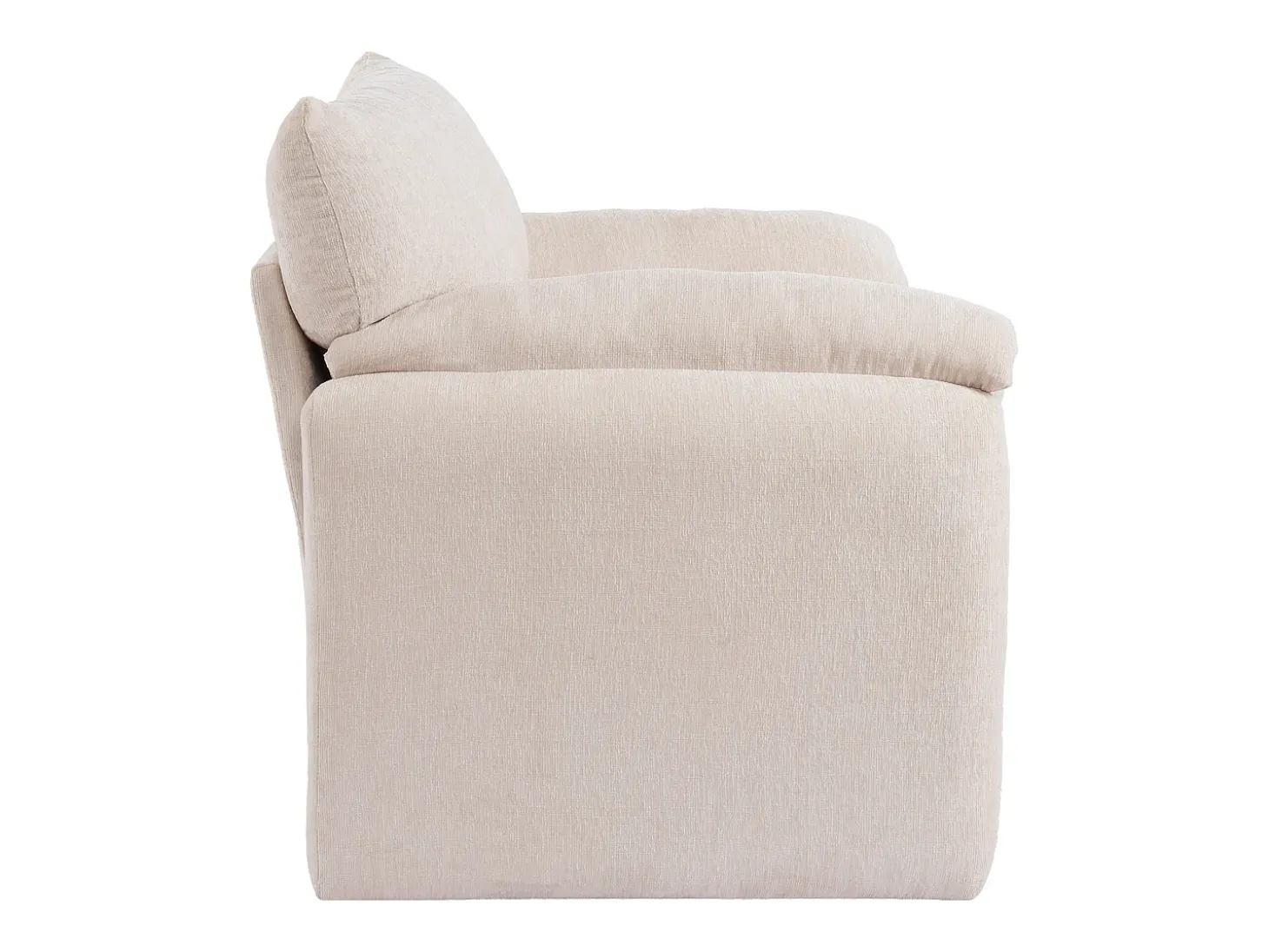 Sofá de 1 plaza con reposabrazos suaves, tela de chenilla beige - para sala de estar, dormitorio o rincón de lectura