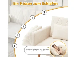 Sofá de 2 plazas - 180 x 75 x 82 cm - Sofá cama convertible - respaldo ajustable - terciopelo - beige
