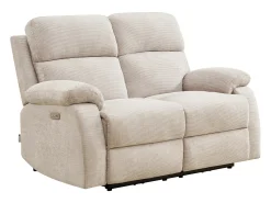 Sofá de 3 plazas, 2 plazas y sillón relax eléctrico masajeador en chenilla beige KOCENI