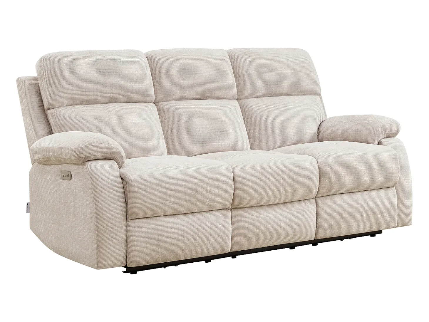 Sofá de 3 plazas, 2 plazas y sillón relax eléctrico masajeador en chenilla beige KOCENI