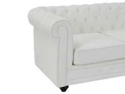 Sofá de 2 plazas capitoné de piel sintética blanco CHESTERFIELD