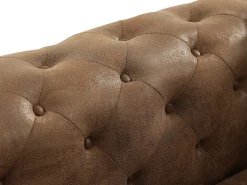 Sofá de 3 plazas chesterfield de microfibra con acabado de piel envejecida capitoné EDWINA