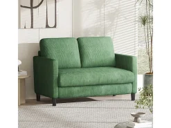 Sofá de 2 plazas cómodo en terciopelo acanalado Verde - 58cm de profundidad de asiento - carga máxima 300kg - 129x78x89cm