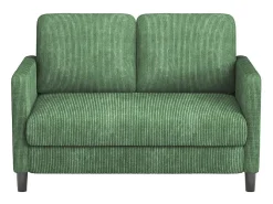 Sofá de 2 plazas cómodo en terciopelo acanalado Verde - 58cm de profundidad de asiento - carga máxima 300kg - 129x78x89cm