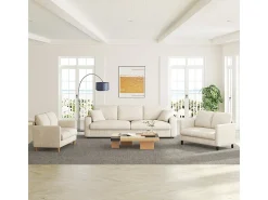 Sofá de 2 plazas cómodo en terciopelo acanalado Beige - 58cm de profundidad de asiento - carga máxima 300kg - 129x78x89cm