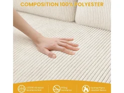 Sofá de 2 plazas cómodo en terciopelo acanalado Beige - 58cm de profundidad de asiento - carga máxima 300kg - 129x78x89cm