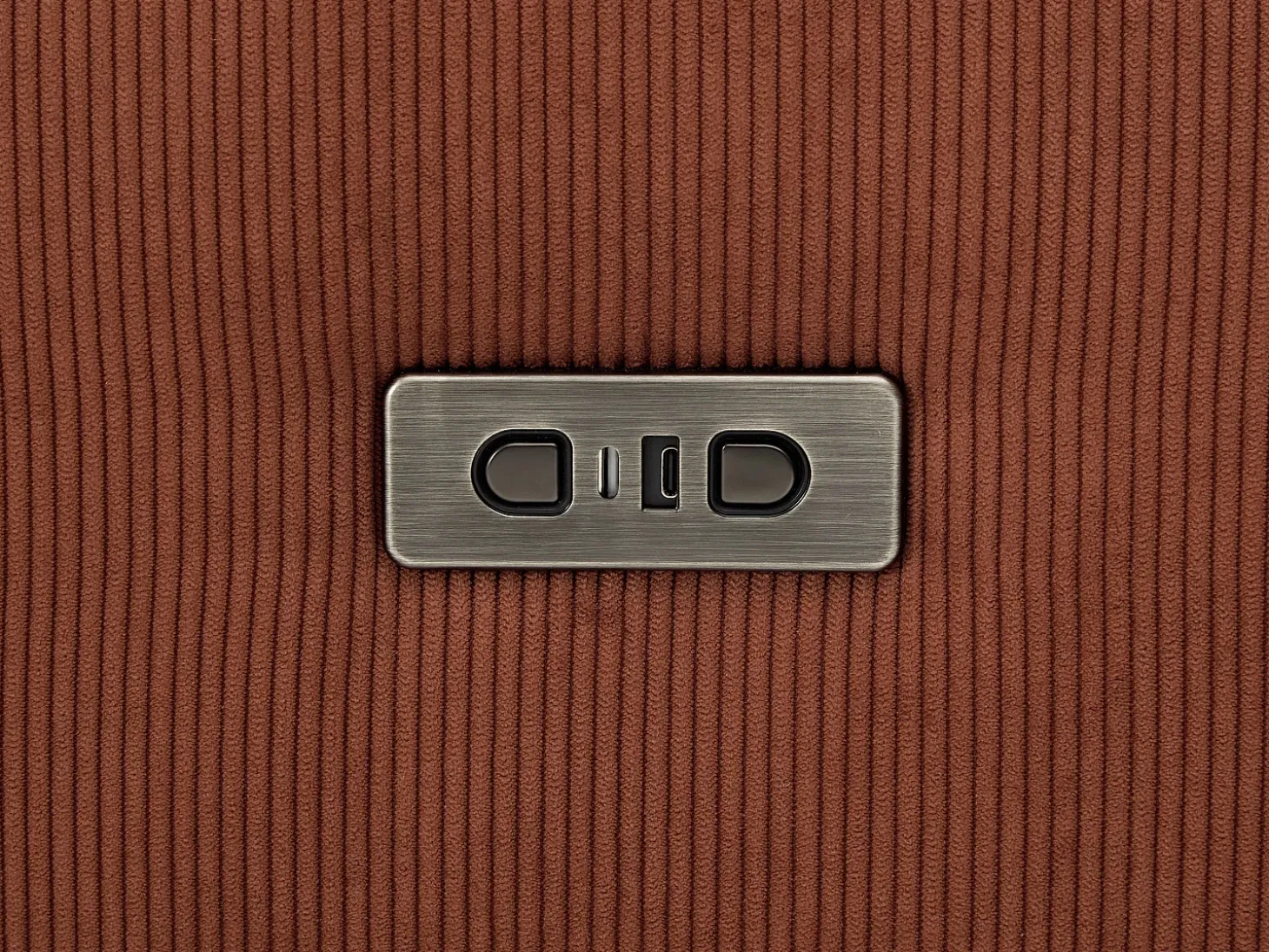 Sofá de 4 plazas con asiento deslizante eléctrico de pana terracota PASTARO