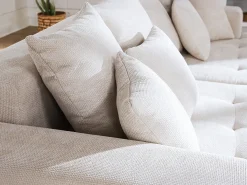 Sofá de 4 plazas con asiento cómodo y profundo de tela texturizada beige MOTINO