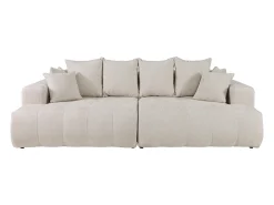 Sofá de 4 plazas con asiento cómodo y profundo de tela texturizada beige MOTINO